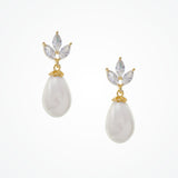 Capri CZ and teardrop pearl earrings (gold) - Liberty in Love