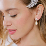 Capri CZ and teardrop pearl earrings (silver) - Liberty in Love