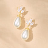 Capri CZ and teardrop pearl earrings (gold)