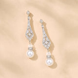 Cassia antique long drop pearl earrings (silver) - Liberty in Love