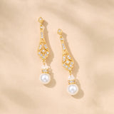 Cassia antique long drop pearl earrings (gold) - Liberty in Love