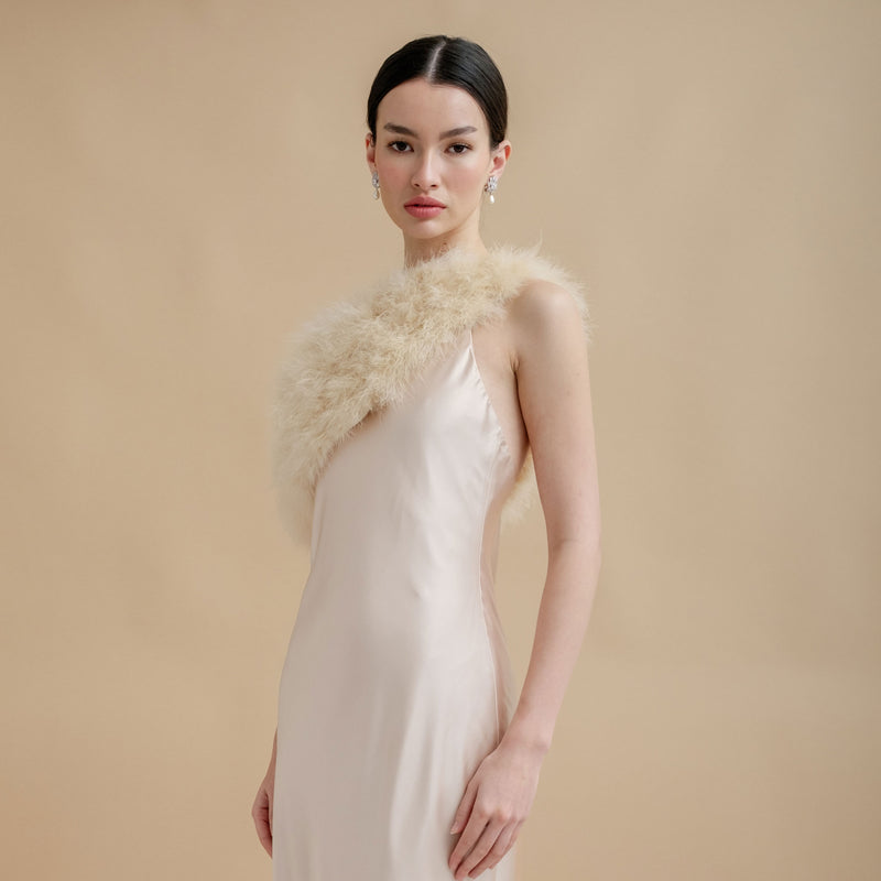 Champagne feather bridal stole - Liberty in Love
