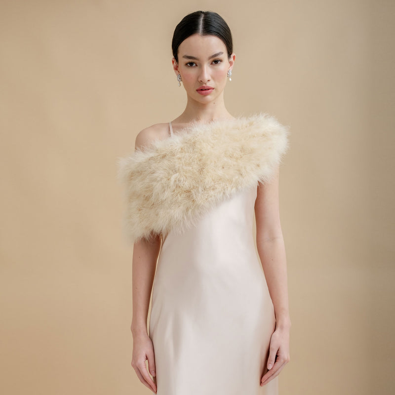 Champagne feather bridal stole - Liberty in Love