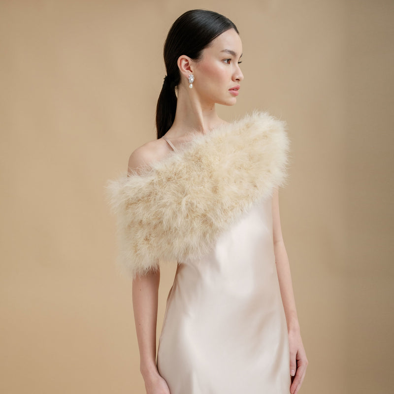 Champagne feather bridal stole - Liberty in Love