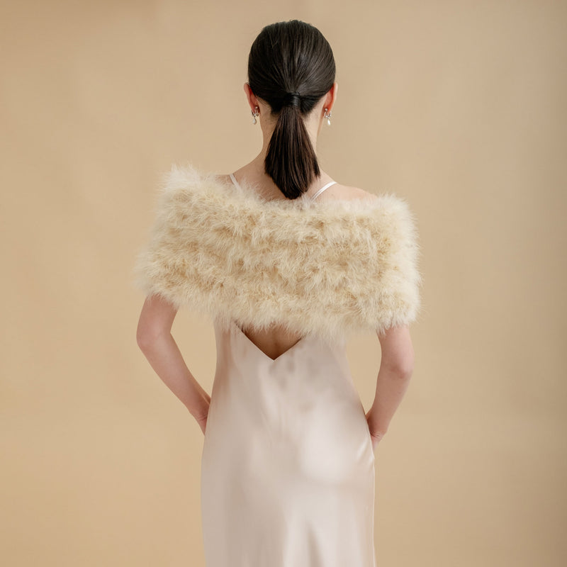 Champagne feather bridal stole plus (size 16-24) - Liberty in Love