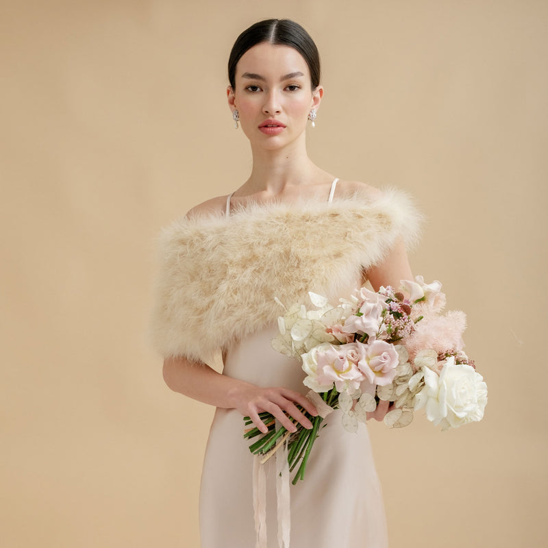 Champagne feather bridal stole - Liberty in Love