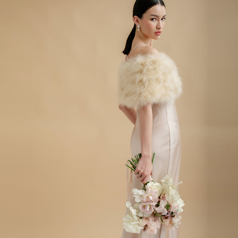 Champagne feather bridal stole - Liberty in Love