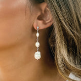 Cheltenham triple pearl drop earrings (silver) - Liberty in Love