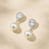 Coco pearl drop earrings and necklace set (silver)