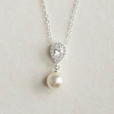 Coco pearl drop earrings and necklace set (silver) - Liberty in Love