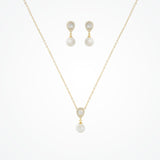 Coco pearl drop earrings and necklace set (gold) - Liberty in Love