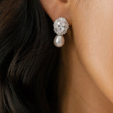 Syren statement zirconia and pearl earrings (silver)