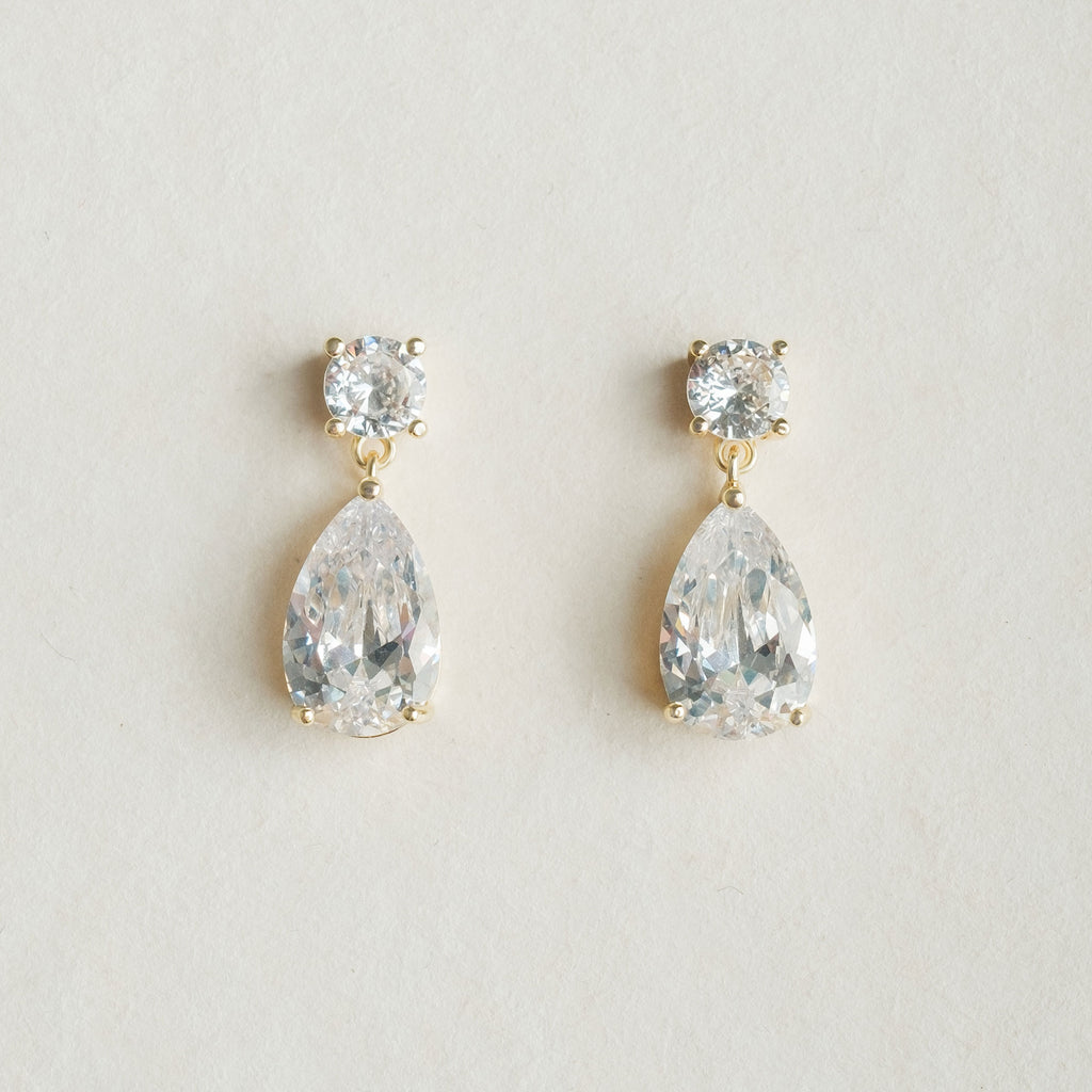 Gold CZ teardrop earrings Cora – Liberty in Love