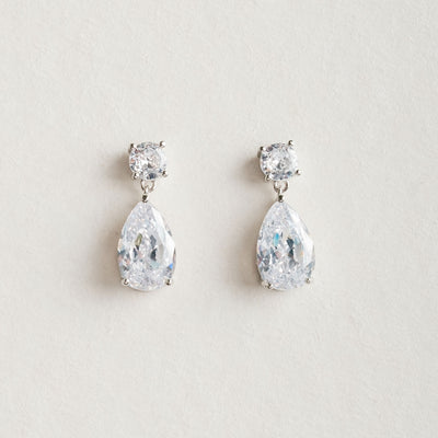 Cora CZ teardrop earrings (silver) - Liberty in Love