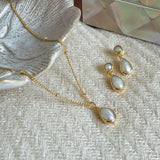 Corsica pearl drop pendant necklace (gold) - Liberty in Love