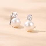 Corsica zirconia pearl clip-on earrings (silver)