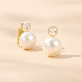Corsica zirconia pearl clip-on earrings (gold)