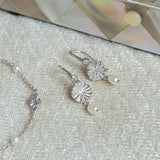 Covent garden sunburst pearl drop hook earrings (silver) - Liberty in Love