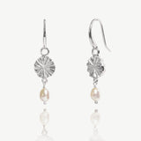 Covent garden sunburst pearl drop hook earrings (silver) - Liberty in Love