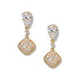 Crushed pavé double drop earrings (gold)
