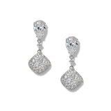 Crushed pavé double drop earrings (silver)