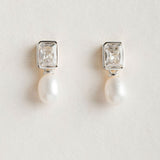Crystal and freshwater pearl droplet earrings (silver) - Liberty in Love