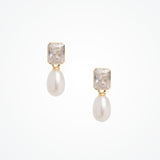 Crystal and freshwater pearl droplet gold earrings - Liberty in Love