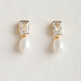 Crystal and freshwater pearl droplet gold earrings - Liberty in Love