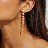 Dot dot dot pearl linear earrings (silver) - Liberty in Love