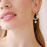 Damson floral wreath pearl earrings