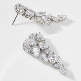 Deluxe cluster drop earrings (silver)