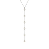 Dot dot dot multi pearl long Y necklace (silver)