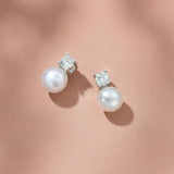Dott mini pearl and zirconia earrings (silver)