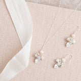 Downton diamante navette and pearl earrings and necklace set (silver) - Liberty in Love
