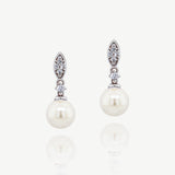 Dublin crystal classic pearl drop earrings (silver) - Liberty in Love