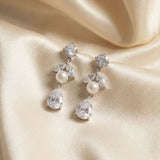 Dulcie pearl crystal leaf drop earrings - Liberty in Love