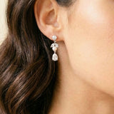 Dulcie pearl crystal leaf drop earrings - Liberty in Love