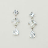 Dulcie pearl crystal leaf drop earrings - Liberty in Love