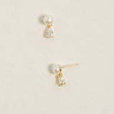 Elba zirconia and pearl earrings (gold)