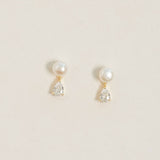 Elba zirconia and pearl earrings (gold)