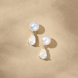 Elba zirconia and pearl earrings (silver)