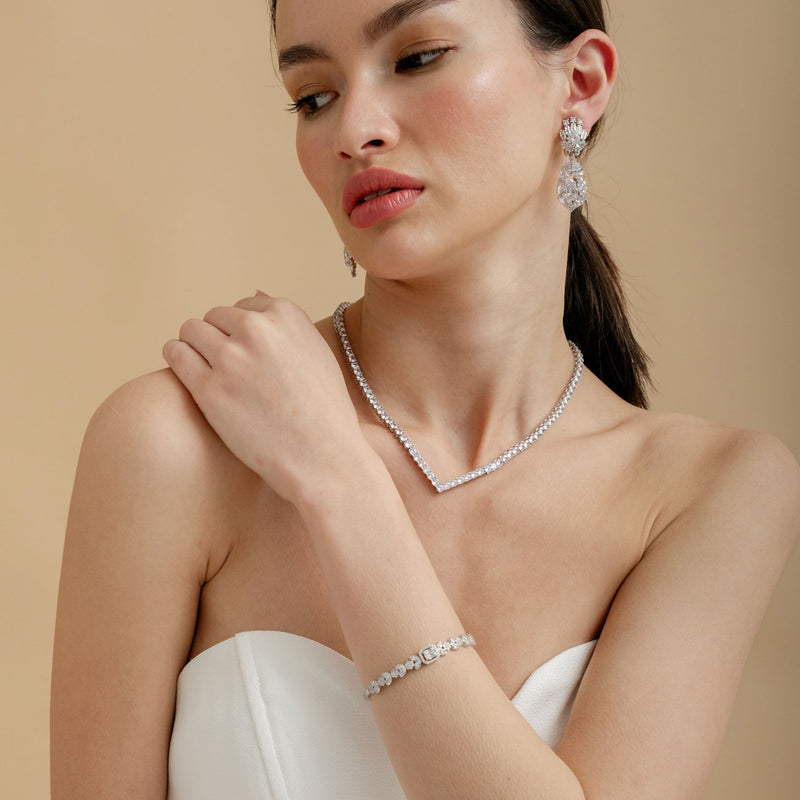 Elle crystal embellished floral bangle - Liberty in Love