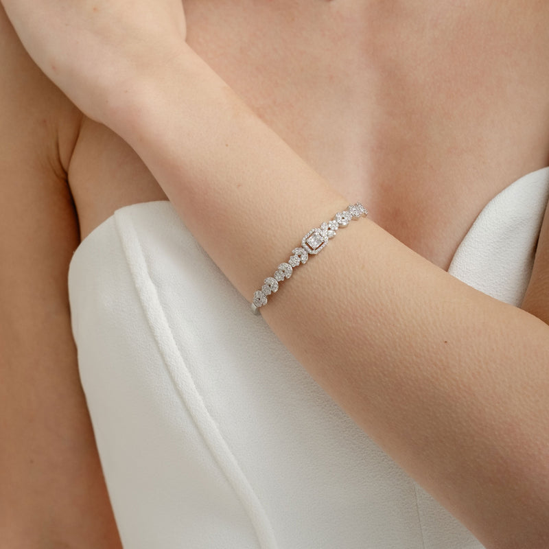 Elle crystal embellished floral bangle - Liberty in Love