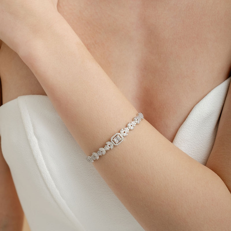 Elle crystal embellished floral bangle - Liberty in Love