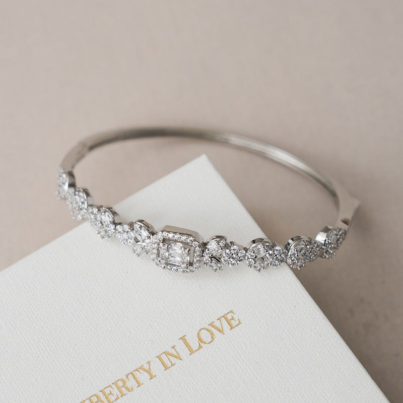 Elle crystal embellished floral bangle - Liberty in Love
