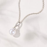 Elm pearl and zirconia pendant necklace (silver)