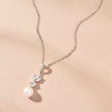 Elysia marquise crystal and pearl pendant (silver)