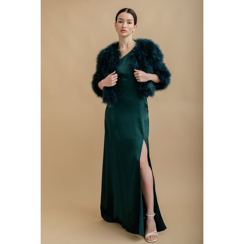 Emerald Green Cropped Feather Bridal Jacket | Liberty in Love Emerald Green Cropped Feather Bridal Jacket | Liberty in Love