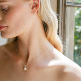 Linea zirconia and pearl pendant necklace (silver)