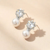 Estelle starburst pearl stud earrings (silver)